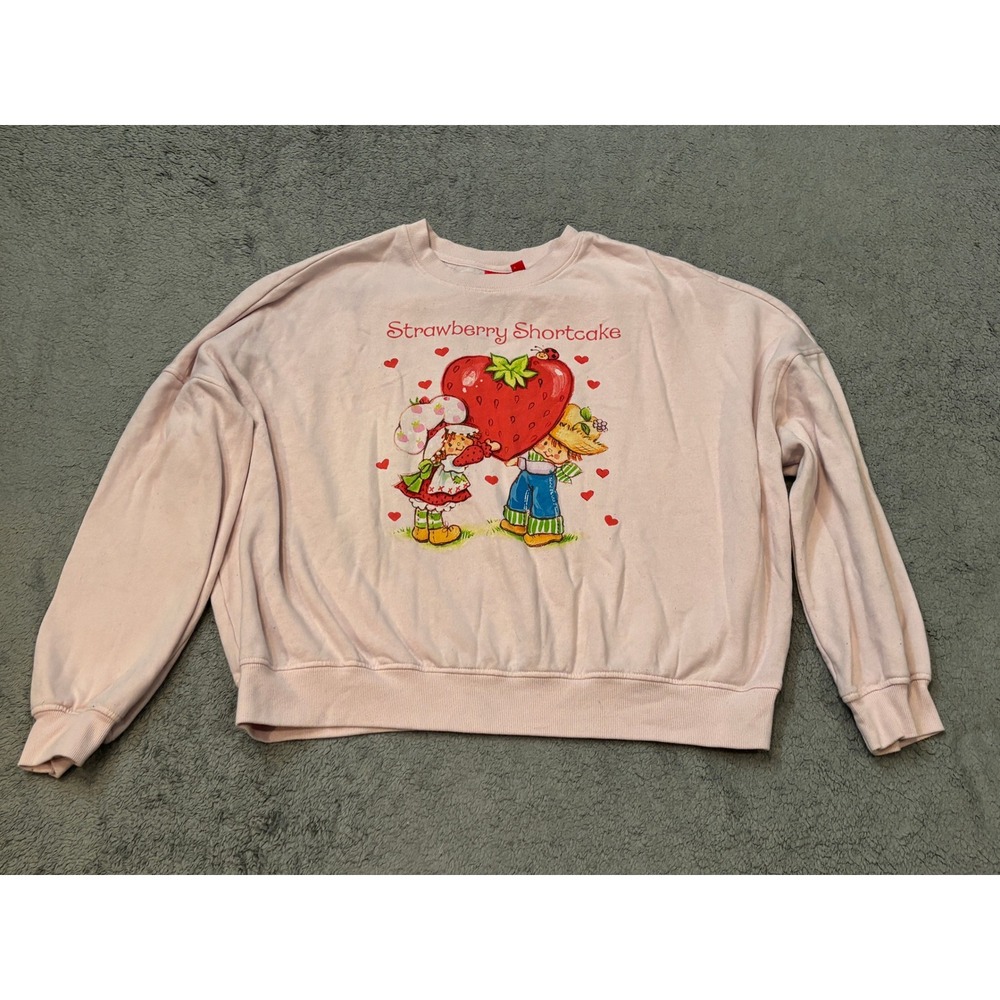 Strawberry Shortcake Graphic Sweatshirt Pink Crewneck 2XL Huckleberry Pie